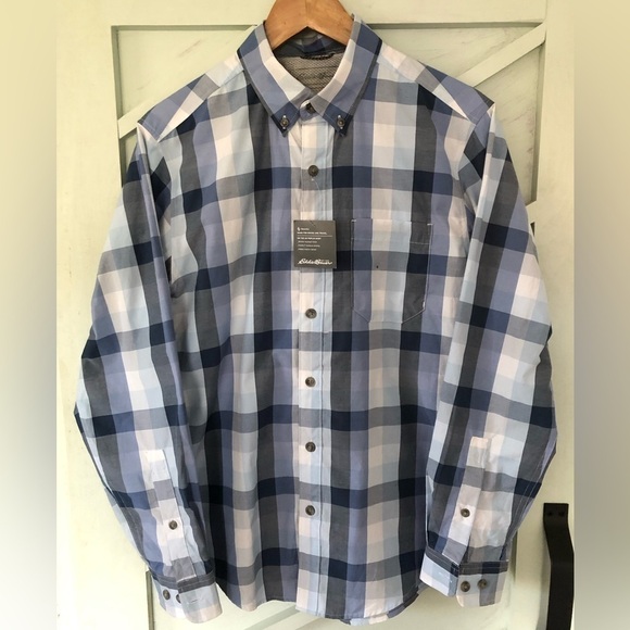 NWT Eddie Bauer “Mr on the go Poplin” long sleeve shirt. Size Small Men’s. - Picture 1 of 7